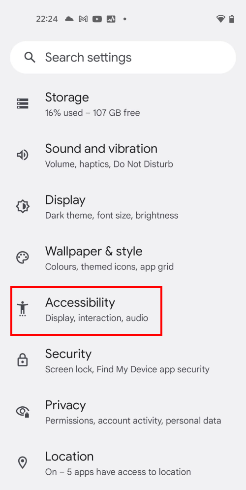 Tap Settings then Accessibility